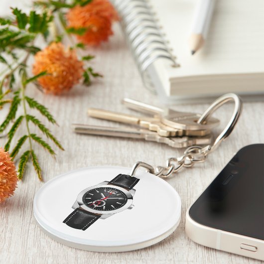 Luxe zwarte chronograaf horloge stijlvol uurwerk sleutelhanger