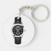 Luxe zwarte chronograaf horloge stijlvol uurwerk sleutelhanger (Achterkant)