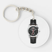 Luxe zwarte chronograaf horloge stijlvol uurwerk sleutelhanger (Voorkant)