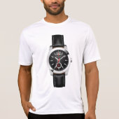 Luxe zwarte chronograaf horloge stijlvol uurwerk t-shirt (Voorkant)