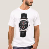 Luxe zwarte chronograaf horloge stijlvol uurwerk t-shirt (Voorkant)
