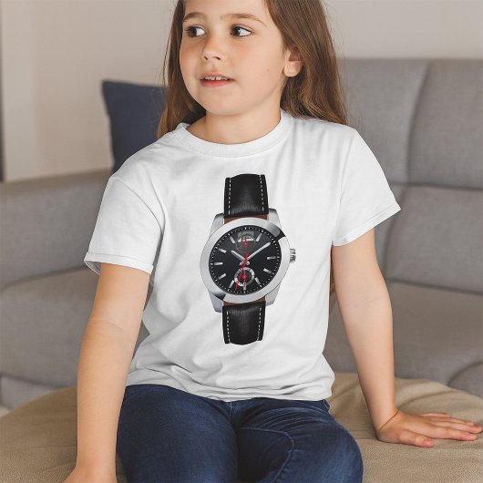 Luxe zwarte chronograaf horloge stijlvol uurwerk t-shirt