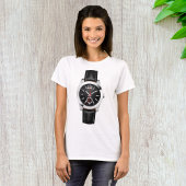 Luxe zwarte chronograaf horloge stijlvol uurwerk t-shirt