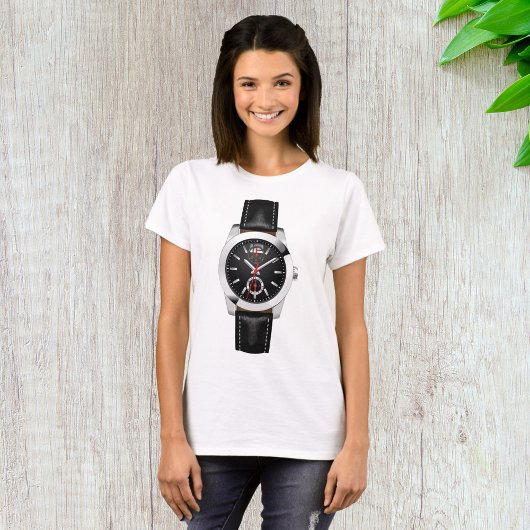 Luxe zwarte chronograaf horloge stijlvol uurwerk t-shirt