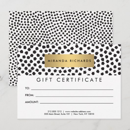 Luxe zwarte Confetti Stippen II Cadeaubon (Voorkant / Achterkant)