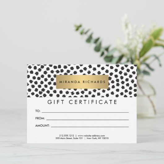 Luxe zwarte Confetti Stippen II Cadeaubon (Staand voorkant)