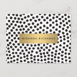 Luxe Zwarte Confetti Stippen II met Gouden Bar Bri Briefkaart