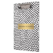 Luxe Zwarte Confetti Stippen II met Gouden Bar Klembord (Links)