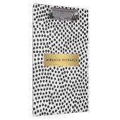 Luxe Zwarte Confetti Stippen II met Gouden Bar Klembord (Rechts)