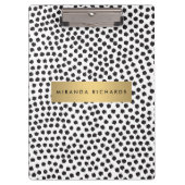 Luxe Zwarte Confetti Stippen II met Gouden Bar Klembord (Voorkant)