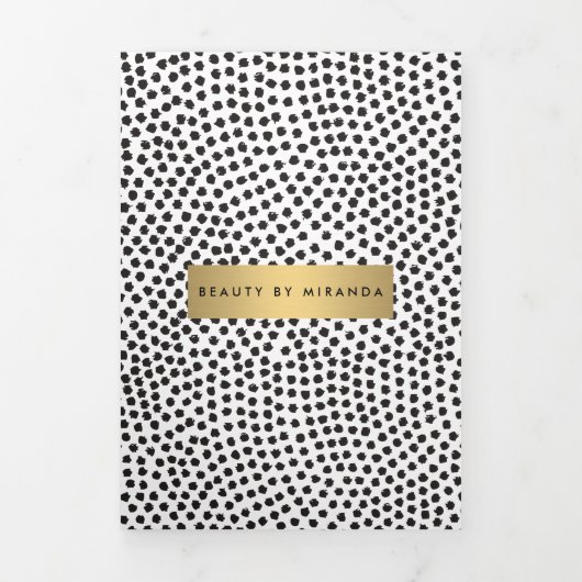 Luxe Zwarte Confetti Stippen met Gold Bar Brochure Drieluik Kaart (Cover)