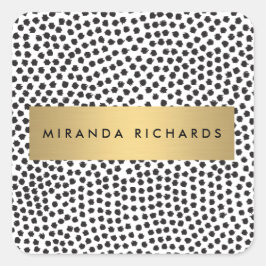 Luxe Zwarte Confetti Stippen met Gold Bar Stickers