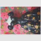 Luxe Zwarte Corset Mannequin Roze Bloemen Decoupag Tissuepapier (Voorkant)