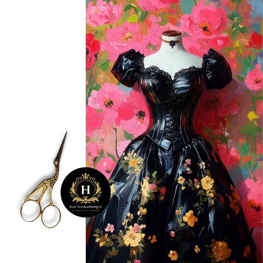 Luxe Zwarte Corset Mannequin Roze Bloemen Decoupag Tissuepapier