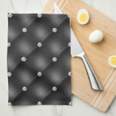 Luxe Zwarte Diamant Gestoffeerd Patroon Theedoek (Quarter Fold)