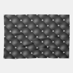 Luxe Zwarte Diamant Gestoffeerd Patroon Theedoek