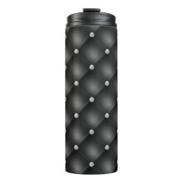 Luxe Zwarte Diamant Gestoffeerd Patroon Thermosbeker