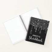 Luxe Zwarte Drip Glitter Schets Notitieboek (Binnen)