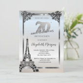 Luxe zwarte Eiffeltoren, grens 70e verjaardag Kaart (Staand voorkant)