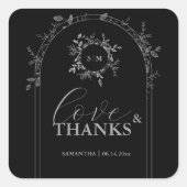 Luxe zwarte elegante bruiloft Stickers (Voorkant)