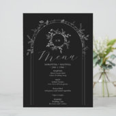 Luxe zwarte elegante gedrukte menukaarten menu (Staand voorkant)