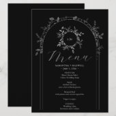 Luxe zwarte elegante gedrukte menukaarten menu (Voorkant / Achterkant)