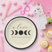 Luxe zwarte en crèmekleurige maanfase trouwjurk papieren bordje (Feest)