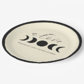Luxe zwarte en crèmekleurige maanfase trouwjurk papieren bordje (Gekanteld)