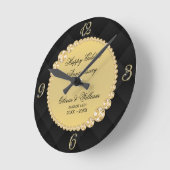 Luxe zwarte en gouden diamanten ronde klok (Hoek)