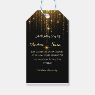 Luxe Zwarte en Gouden Glinsterende Lichten Elegant Cadeaulabel