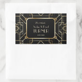 Luxe Zwarte en Gouden Great Gatsby Bruiloft Rechthoekige Sticker (Tas)