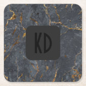 Luxe, zwarte en gouden marmer kartonnen onderzetters (Voorkant)