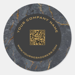 Luxe, zwarte en gouden marmer ronde sticker
