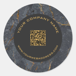 Luxe, zwarte en gouden marmer ronde sticker