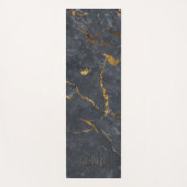 Luxe, zwarte en gouden marmertextuur Monogram Yogamat (Voorkant)