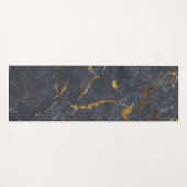 Luxe, zwarte en gouden marmertextuur Monogram Yogamat (Voorkant (horizontaal))