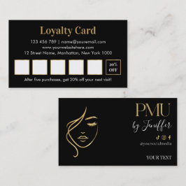 Luxe zwarte en gouden PMU-loyaliteitskaart Klantenkaartje