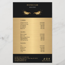 Luxe Zwarte en Gouden Salon Prijslijst Flyer