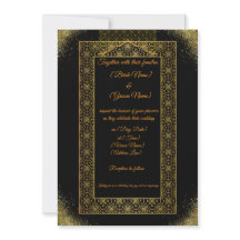 Luxe zwarte en gouden trouwuitnodiging | Elegant