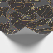 Luxe, zwarte en gouden tulp, naadloze pleister cadeaupapier (Hoek)