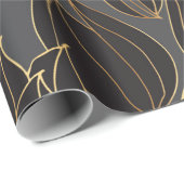 Luxe, zwarte en gouden tulp, naadloze pleister cadeaupapier (Rol Hoek)
