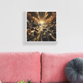 Luxe Zwarte en Gouden Vloeibare Marmer - Modern Ab Canvas Afdruk (Insitu (Woonkamer))