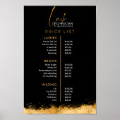 Luxe Zwarte en Gouden Wimpertechniek Prijzenlijst Poster (Voorkant)