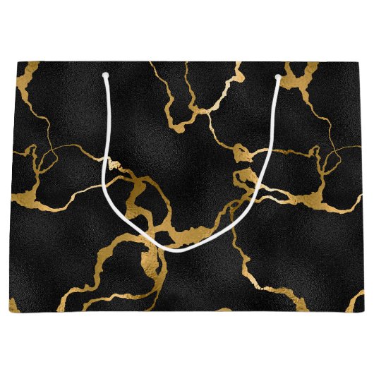 Luxe, zwarte en goudvormig vormgeving groot cadeauzakje (Voorkant)