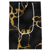 Luxe, zwarte en goudvormig vormgeving medium cadeauzakje (Achterkant)