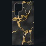 Luxe, zwarte en goudvormig vormgeving samsung galaxy hoesje<br><div class="desc">Afbeelding van een luxe patroon van zwart en goud,  een modern glazen ontwerp.</div>