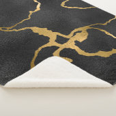 Luxe, zwarte en goudvormig vormgeving sherpa deken (3/4)