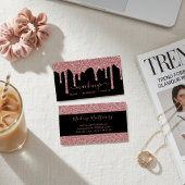 Luxe zwarte en Roos goudbesparende glitterschijven Visitekaartje