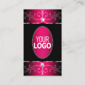 Luxe zwarte en roze  Ornamenten met Logo Visitekaartje (Voorkant)