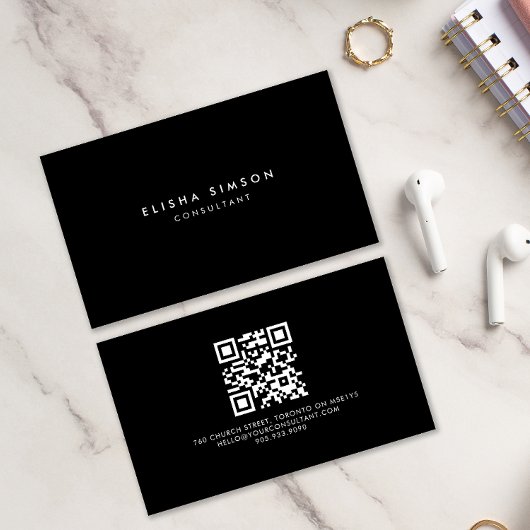 Luxe, zwarte en witte QR-CODE Visitekaartje